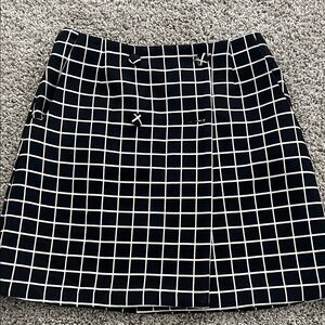 LPA Black and White Grid A-Line Skirt